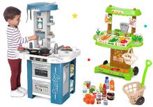 Kuchynky pre deti sety - Set kuchynka s technickým vybavením Tech Edition Smoby elektronická s BIO zeleninovým stánkom a potravinami_22