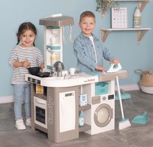 Kuhinje za otroke kompleti - Komplet elektronska kuhinja s pralnim strojem in likalno desko Tefal Cleaning Kitchen 360° Smoby in elektronska mikrovalovka z mešalnikom, loncem na pritisk toasterjem grelnikom in kavomatom_2