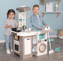Elektronikus játékkonyhák - Játékkonyha elektronikus mosógéppel és vasalódeszkával Tefal Cleaning Kitchen 360° Smoby hanggal és funkcionális készülékekkel 36 kiegészítő 100 cm magas/51 cm pult_0