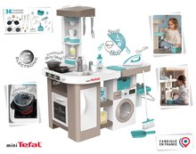 Elektronikus játékkonyhák - Játékkonyha elektronikus mosógéppel és vasalódeszkával Tefal Cleaning Kitchen 360° Smoby hanggal és funkcionális készülékekkel 36 kiegészítő 100 cm magas/51 cm pult_1