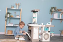 Kuchynky pre deti sety - Set kuchynka elektronická s práčkou a žehliacou doskou Tefal Cleaning Kitchen 360° Smoby a pracovný stôl trojkrídlový so skladacím autíčkom_4