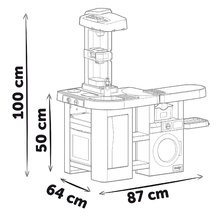 Kuchynky pre deti sety - Set kuchynka elektronická s práčkou a žehliacou doskou Tefal Cleaning Kitchen 360° Smoby a kaviareň s espresso kávovarom a jedálenská súprava_21