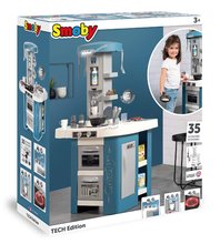 Elektronikus játékkonyhák - Játékkonyha hanggal és fénnyel Tech Edition Kitchen Smoby működő konyhai ezsközökkel és élelmiszerekkel 35 kiegészítő 100 cm magas/51 cm pult_1