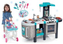 Bucătărie pentru copii seturi - Set bucătărie electronică Tefal French Touch Bubble Smoby turcoaz cu barbotare magică și cărucior de servire cu geantă cosmetică_18
