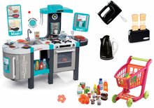 Set kuchyňka Tefal French Touch Smoby s ledem a kávovarem a 3 kuchyňské spotřebiče Tefal s nákupním vozíkem