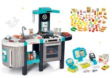 Kuchyňky pro děti sety - Set kuchyňka elektronická Tefal French Touch Bubble Smoby s magickým bubláním, pokladna, čtečka, 100 kusů potravin_24