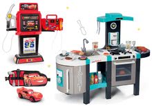 Bucătărie pentru copii seturi - Set bucătărie electronică Tefal French Touch Bubble Smoby turcoaz cu barbotare magică și benzinărie Maşini 3 și mașinuță pe curea cu unelte_23