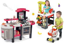 Kuchyňky pro děti sety - Set kuchyňka Tefal SuperChef Smoby s grilem a kávovarem a obchod Supermarket_5