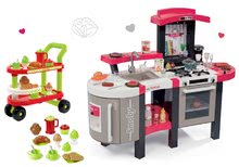 Kuchynky pre deti sety - Set červená kuchynka Tefal Superchef Smoby so zvukmi, ľadom grilom a servírovací vozík s raňajkami 100% Chef_14