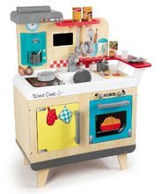 Kuhinje za djecu setovi - Set drevená kuchynka Wood Cook Smoby s kávovarom+pochrómovaný riad 8 druhov 311901-4 _0