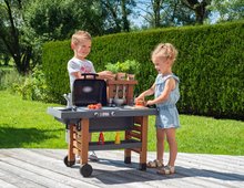 Einfache Spielküchen - Gartengrill mit Spielküche Gardem Kitchen Evolutive Smoby höhenverstellbar mit fließendem Leitungswasser und 43 Zubehörteilen_0