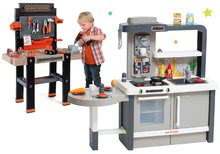 Bucătărie pentru copii seturi - Set bucătărie de jucărie, care crește cu vârsta cu apă curgătoare Tefal Evolutive Smoby și atelier de lucru Black+Decker cu mașină de găurit electronică_58