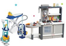 Bucătărie pentru copii seturi - Set bucătărie de jucărie, care crește cu vârsta cu apă curgătoare Tefal Evolutive Smoby și cărucior de curățenie cu masă de călcat_55