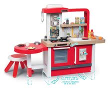 Elektronické kuchyňky - Kuchyňka rostoucí s tekoucí vodou Tefal Evolutive Grand Chef Smoby červená s magickým bubláním těstovinami mrkví židlí a 43 doplňků_0