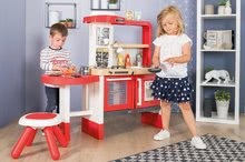 Elektronische Spielküchen - Set Küche erweitbar mit fließendem Wasser Tefal Evolutive Grand Chef Smoby und ein Reinigungswagen mit einem Eimer und einem Waffeleisen mit Geräten und Waffeln_17