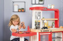 Elektronische Spielküchen - Set Küche erweitbar mit fließendem Wasser Tefal Evolutive Grand Chef Smoby und ein Reinigungswagen mit einem Eimer und einem Waffeleisen mit Geräten und Waffeln_32