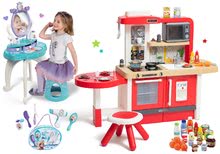 Kuchyňky pro děti sety - Set kuchyňka rostoucí s tekoucí vodou a mikrovlnkou Tefal Evolutive Smoby a kosmetický stolek Frozen s taštičkou pro kadeřnici a potravinami_47
