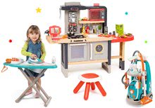 Kuchyňky pro děti sety - Set restaurace s elektronickou kuchyňkou Chef Corner Restaurant Smoby s mikrovlnkou Tefal a úklidový vozík se žehlicím prknem_21