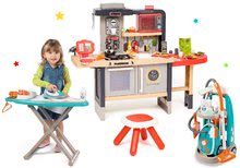 Cucine per bambini set - Set ristorante con cucina elettronica Chef Corner Restaurant Smoby con forno a microonde Tefal e carrello pulizie con asse da stiro_83