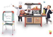 Kuchyňky pro děti sety - Set restaurace s elektronickou kuchyňkou Kids Restaurant a tabule na kreslení Smoby s křídou a magnetkami_31