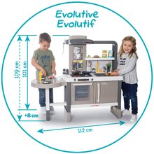 Elektronické kuchyňky - Kuchyňka elektronická s nastavitelnou výškou Tefal Evolutive Kitchen Smoby s bublající vodou a funkčními spotřebiči 40 doplňků 101 cm výška/51 cm pult_12