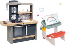 Kuchyňky pro děti sety - Set kuchyňka elektronická s nastavitelnou výškou Tefal Evolutive New Kitchen Smoby a lavice s oboustrannou tabulí pro kreslení s magnetkami_17