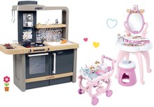 Bucătărie pentru copii seturi - Set bucătărie electronică cu înălțime reglabilă Tefal Evolutive New Kitchen Smoby și măsuță cosmetică Prințese cu cărucior de servire_28