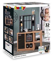 Egyszerű játékkonyhák - Modern játékkonyha Loft Industrial Kitchen Smoby kávéfőzővel működő készülékekkel és 32 kiegészítővel 50 cm munkafelület_14