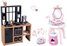 Kuchnia dla dzieci zestawy - Nowoczesny zestaw kuchenny Loft Industrial i toaletka Princess Smoby z krzesłem i wózkiem do serwowania posiłków_42
