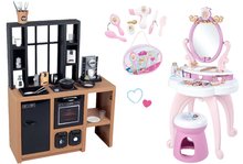 Kuchnia dla dzieci zestawy - Nowoczesny zestaw kuchenny Loft Industrial i toaletka Princess Smoby z krzesłem i wózkiem do serwowania posiłków_43