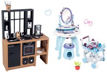 Kuchyňky pro děti sety - Set kuchyňka moderní Loft Industrial se servírovacím vozíkem Smoby a kosmetický stolek Frozen_31