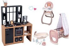 Játékkonyha szettek - Szett modern játékkonyha Loft Industrial és bölcső játékbabának Smoby etetőszékkel és kiskáddal_44