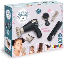 Kozmetický stolík pre deti - Kaderníčka s elektronickým sušičom na vlasy My Beauty Hair Set Smoby s kulmou kefou hrebeňom a doplnkami do vlasov_9