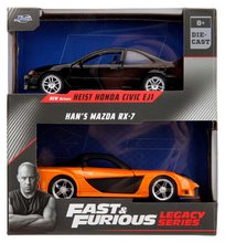 Játékautók és járművek - Kisautók Honda Civic Coupe és Han´s Mazda RX-7 Fast & Furious Twin Pack Jada fém nyitható részekkel  hossza 13 cm 1:32_1
