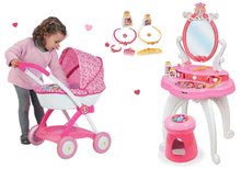 Kozmetične mizice kompleti - Komplet kozmetična mizica 2v1 Princeske Smoby in globoki voziček za dojenčka_10
