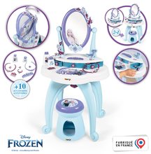Kozmetički stolić za djecu - Kozmetički stolić i tabure Frozen Hairdresser 2in1 Smoby s ogledalom i 10 dodataka_1