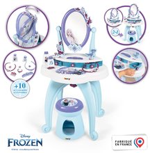 Măsuță cosmetică pentru copii - Măsuță cometică și taburet Frozen Hairdresser 2in1 Smoby cu oglindă și 10 accesorii_1