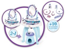 Măsuță cosmetică pentru copii - Măsuță cometică și taburet Frozen Hairdresser 2in1 Smoby cu oglindă și 10 accesorii SM320244_6