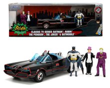 Modeli avtomobilov - Avtomobilček Batman Classic Batmobile 1966 Deluxe Jada kovinski z odpirajočimi vrati in 4 figuricami dolžina 19 cm 1:24_11