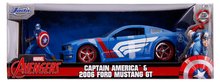 Modelle - Spielzeugauto Marvel 2006 Ford Mustang GT Jada Metall mit aufklappbaren Teilen und einer Captain America-Figur, Länge 22 cm, Maßstab 1:24_10
