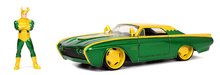 Modele machete - Mașinuța Ford Thunderbird Jada din metal cu părți care se deschid și figurina Loki 22 cm lungime 1:24_0