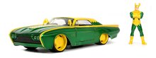 Modele machete - Mașinuța Ford Thunderbird Jada din metal cu părți care se deschid și figurina Loki 22 cm lungime 1:24_1