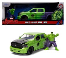Játékautók és járművek - Kisautó Marvel 2014 Ram 1500 Jada fém nyitható részekkel és Hulk figurával hossza 20 cm 1:24_13