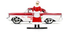 Modele machete - Mașinuță de Crăciun Chevrolet 1957 Jada din metal cu uși care se deschid și figurina Santa Claus 20 cm lungime 1:32_2