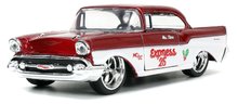 Játékautók és járművek - Kisautó karácsonyi Chevrolet 1957 Jada fém nyitható ajtókkal és Santa Claus figurával hossza 13 cm 1:32_1