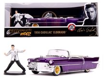Modele machete - Mașinuța Cadillac Eldorado 1956 Jada din metal cu părți care se deschid și figurina Elvis Presley 20 cm lungime 1:24_12