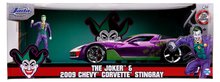 Modeli avtomobilov - Avtomobilček DC Chevy Corvette Stingray 2009 Jada kovinski z odpirajočimi elementi in figurica Joker dolžina 20 cm 1:24_11