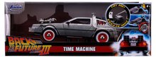 Modele machete - Mașinuța Time Machine Back to the Future 3 Jada din metal cu părți care se deschid și lumină LED 20 cm lungime 1:24_2