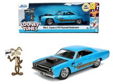Modele machete - Mașinuța  Looney Tunes Road Runner Jada din metal cu părți care se deschid și a figurina Wile E. Coyote 22 cm lungime 1:24_9