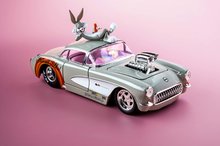 Modely - Autíčko Looney Tunes Chevrolet Corvette 1957 Jada kovové s otevíracími částmi a figurkou Bugs Bunny délka 19 cm 1:24_15